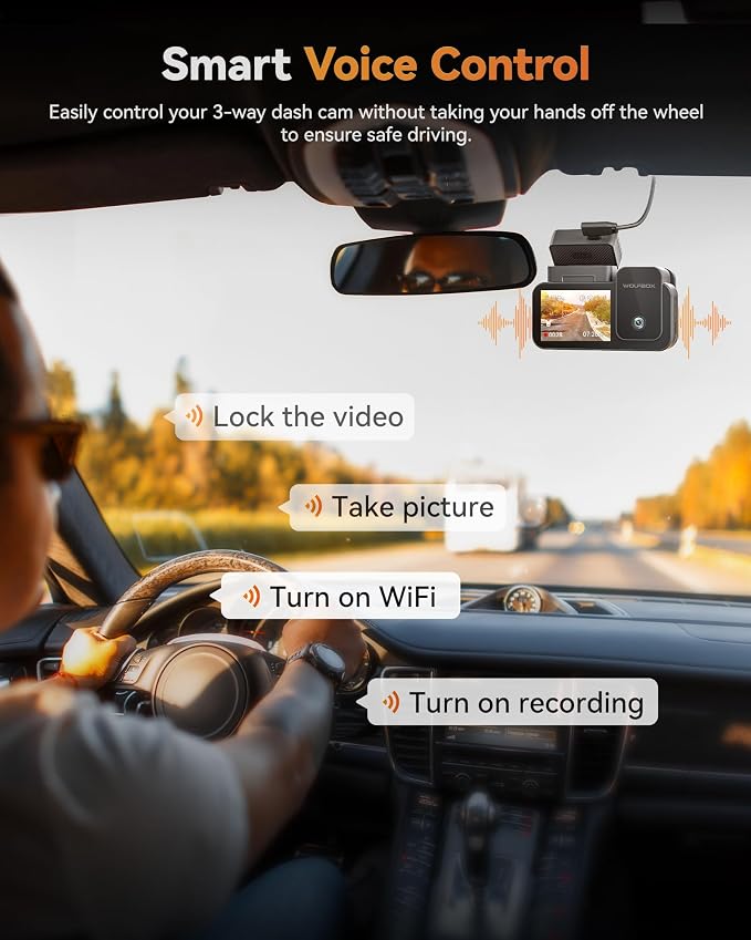 WOLFBOX X5 3 Channel 4K HDR Dash Cam, STARVIS 2 IMX678 Night Vision, - Image 7