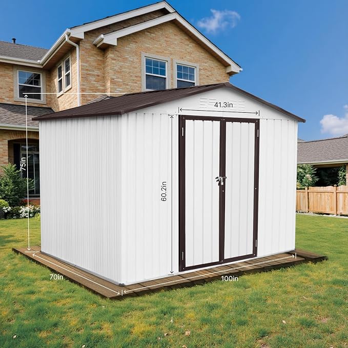 8' x 6' Outdoor Storage Shed, Sturdy Metal Building w/Lockable Doors - Image 7