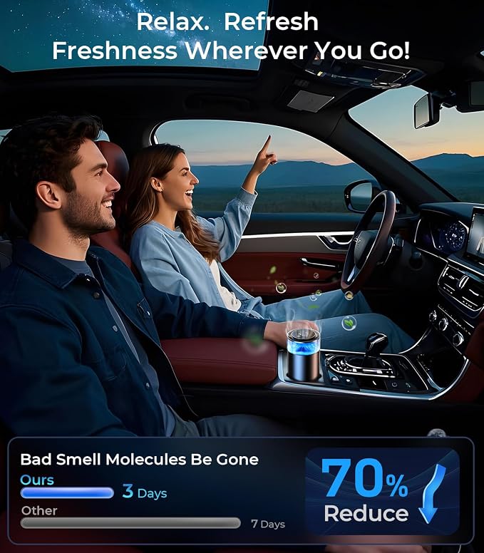 Smart Car Air Fresheners, Ambient Light & Mist Fragrance, Auto On/Off Car Air - Image 8