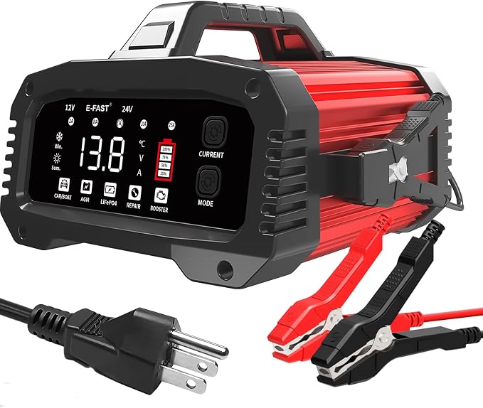 E-FAST 25A Battery Charger, 12/24V All in One Lifepo4 Lead Acid Car Battery by E-FAST