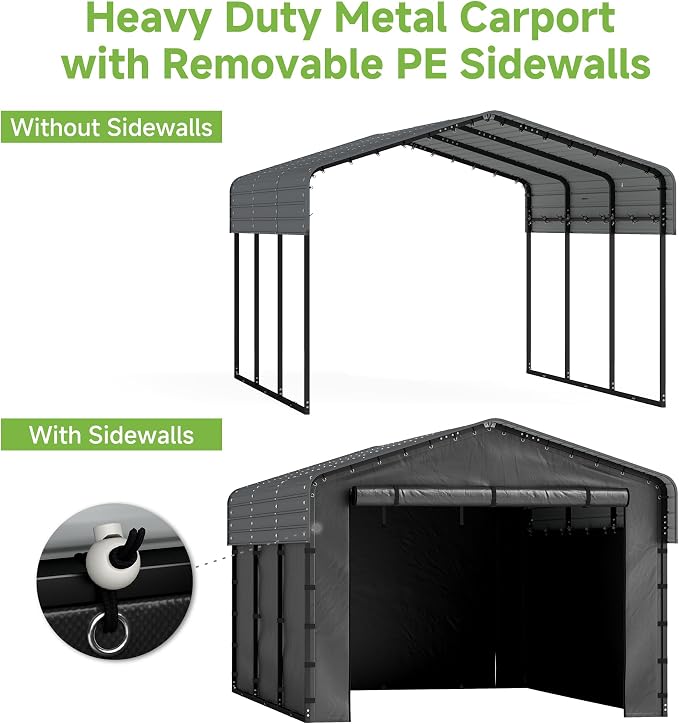 Real Relax 10x15ft Heavy Duty Metal Carport - Image 6