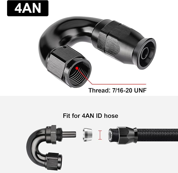 EVIL ENERGY 4AN 180 Degree PTFE One Piece Full Flow End Hose Fitting Aluminum - Image 4