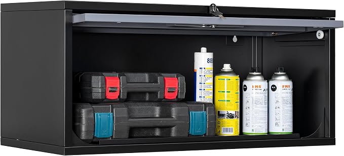 Metal Storage Cabinet Black&Gray Wall Cabinets by Fesbos