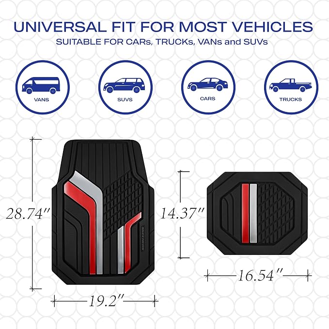 Skechers Heavy Duty Rubber Car Floor Mats, Dual Color Design Floor Mats - Image 6