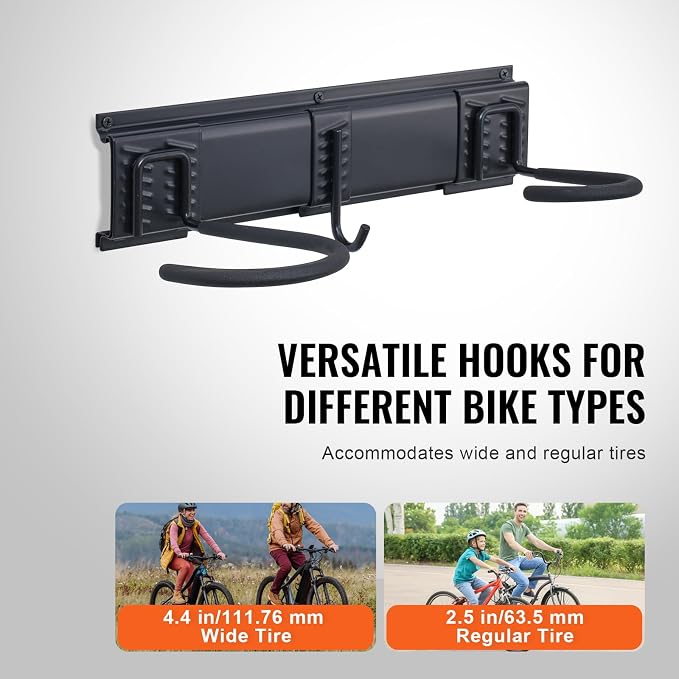 VEVOR Bike Storage Rack, 6 Bike Racks and 3 Helmets Hooks, Wall Mount Bike - Image 4
