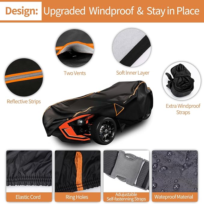 Full Cover for Polaris Slingshot Heavy Duty Premium Oxford Cover Windshield - Image 3