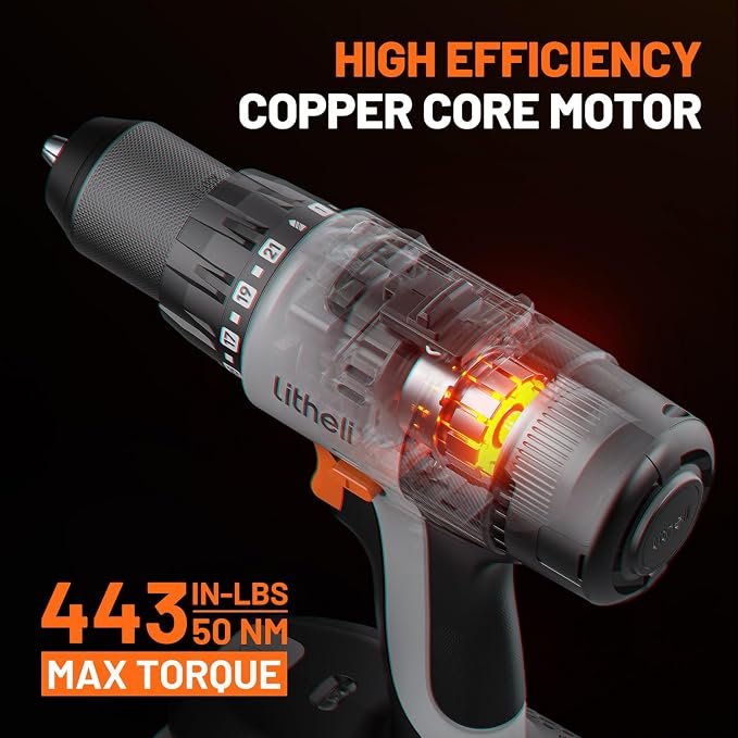 Litheli 20V Cordless Drill Driver Set, Electric Power Drill - Image 6