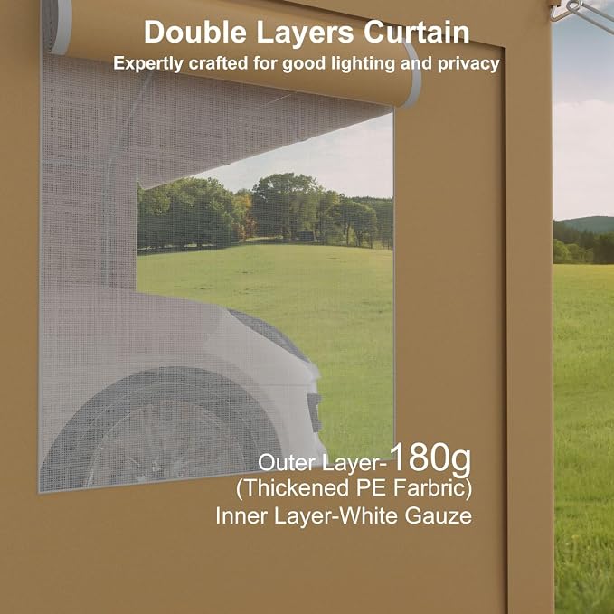 10x20FT Portable Garage, Galvanized Frame & 180 g PE Waterproof Canopy - Image 5