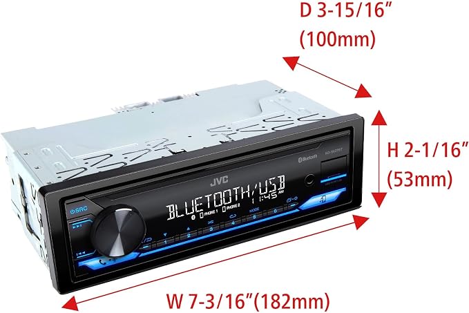 JVC KD-SX27BT Car Stereo with Bluetooth, 100W Digital Media Receiver, 1.5A USB - Image 4