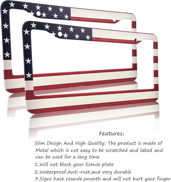 American Flag License Plate Frame, Patriotic License Plate Frame, Flag License - Image 2