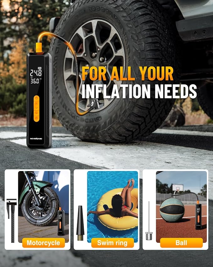 NEVERLAND Tire Inflator Portable Air Compressor - 20000mAh 150PSI Car Tire Air - Image 3