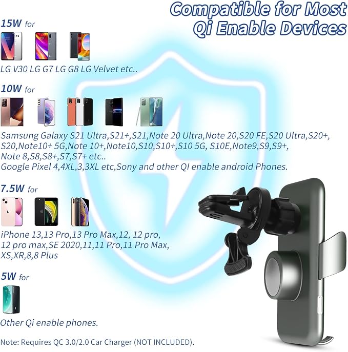15W Fast Car Mount Charger, Charging Wireless Car Charger Phone Mount Phone - Image 2
