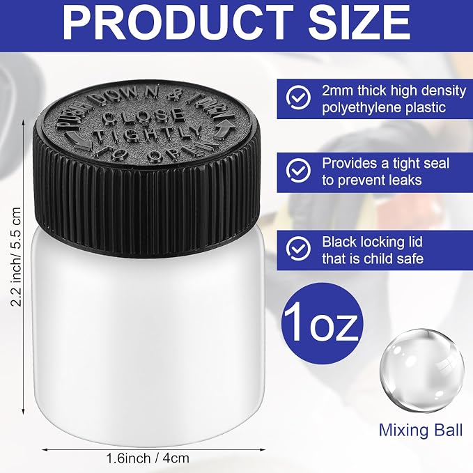 Maxcheck 180 Pcs Empty Touch Up Paint Bottles Container 1oz 30ml Reusable Small - Image 2