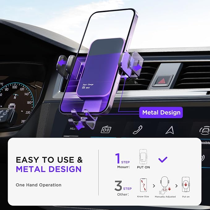 Wireless Car Charger, 【7 Colored RGB Backlit】15W Auto Clamping Car Charger - Image 5