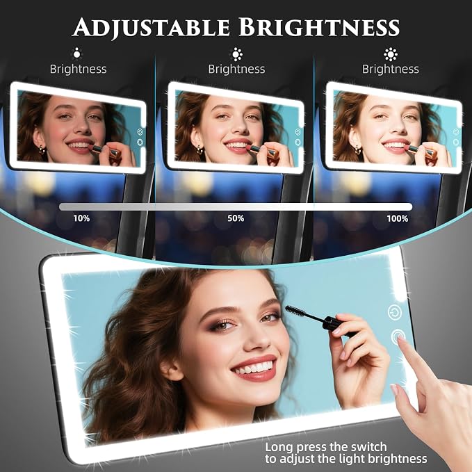 Car Sun Visor Vanity Mirror, Rechargeable Led Dimmable Makeup Mirror, - Image 4