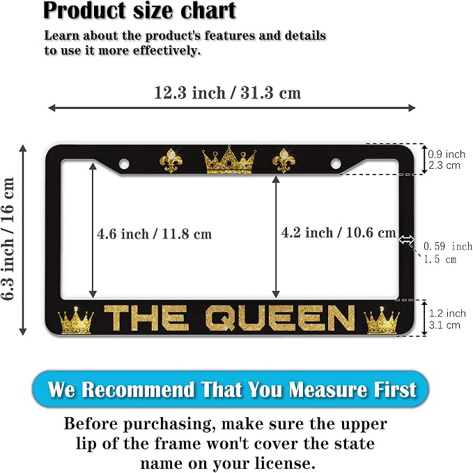 License Plate Frames Black Yellow Automotive Exterior Accessories The Queen - Image 2
