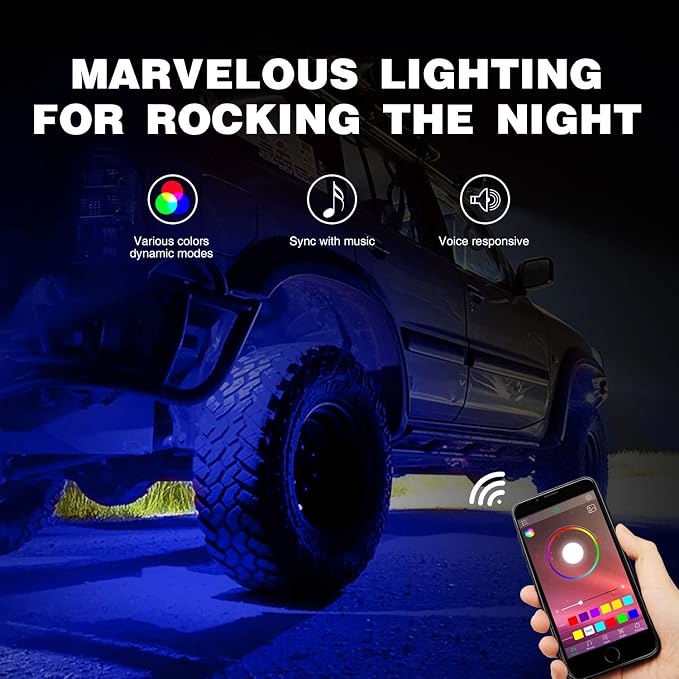 Nilight RGB LED Rock Lights Kit 8 pods Underglow Neon Multicolor - Image 2