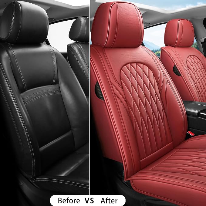 WELLDO Car Seat Covers Front Seats, Leather Seat Covers - Image 5