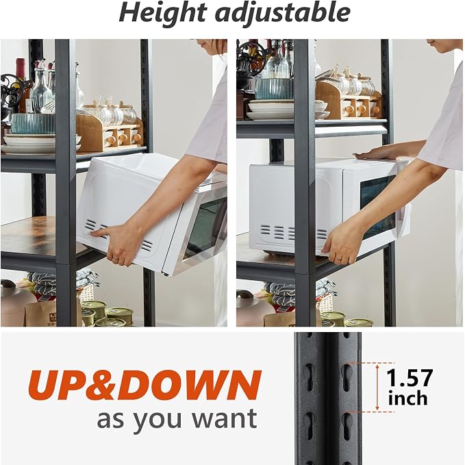 REIBII Storage Shelves 2500LBS Metal Shelving Adjustable Garage Shelving 5 Tier - Image 8