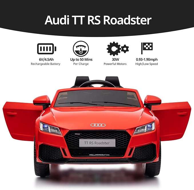 Electric Car for Kids, Licensed Audi 6V Kids Ride on Car Toy for Toddlers - Image 3