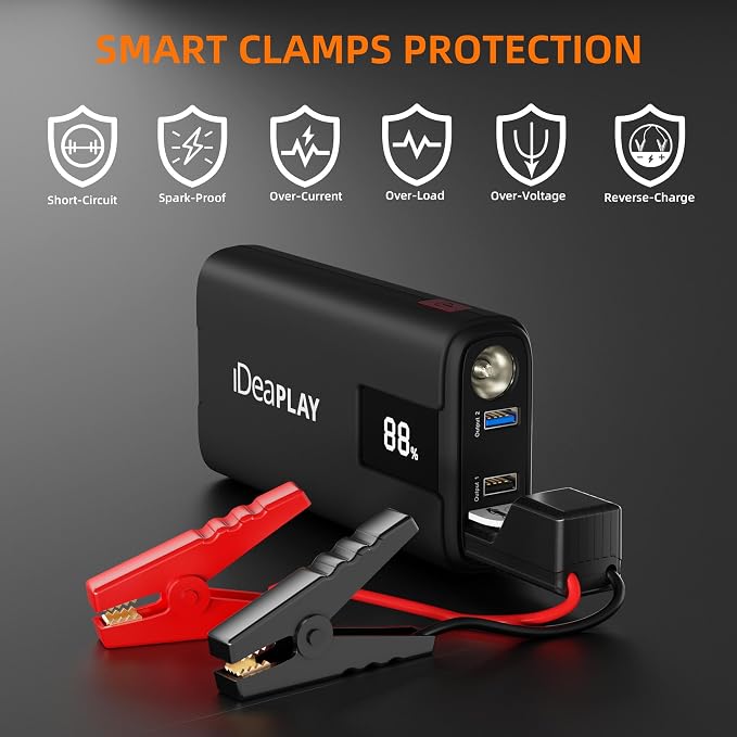 IDEAPLAY J10 Jump Starter, 2000A 12V Car Battery Jump Starter Portable - Image 5