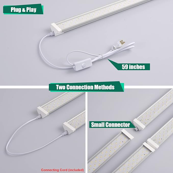 6 Pack LED Shop Light 2FT 30W, 4350LM 5000K Utility Garage Lights, Linkable - Image 2