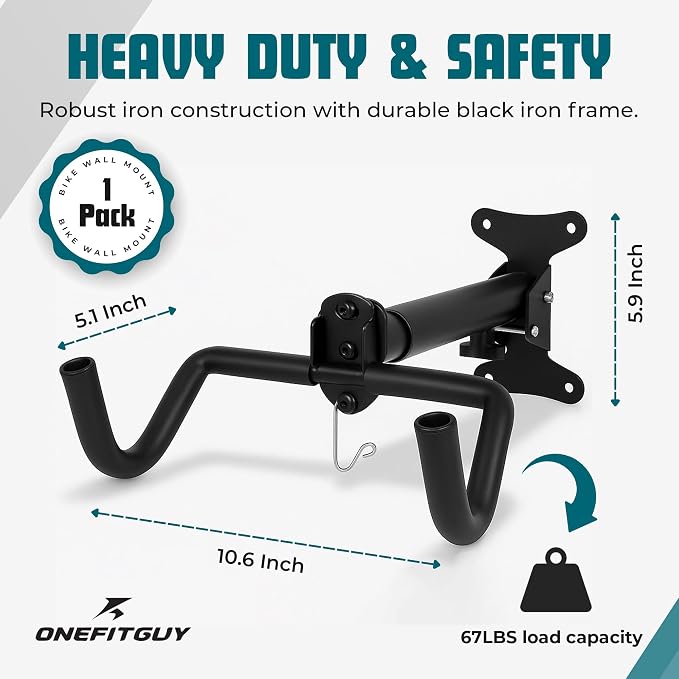 Bike Wall Mount, 1 Pack Bike Hanger, Foldable Bicycle Storage Horizontal Rack - Image 5