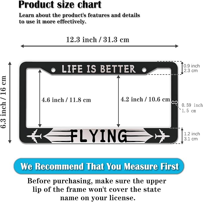 License Plate Frames Black and White Automotive Exterior Accessories Life is - Image 2