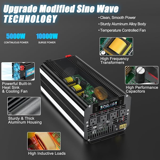 LVYUAN 5000 Watt Power Inverter 24V to 110V 120V - Image 6