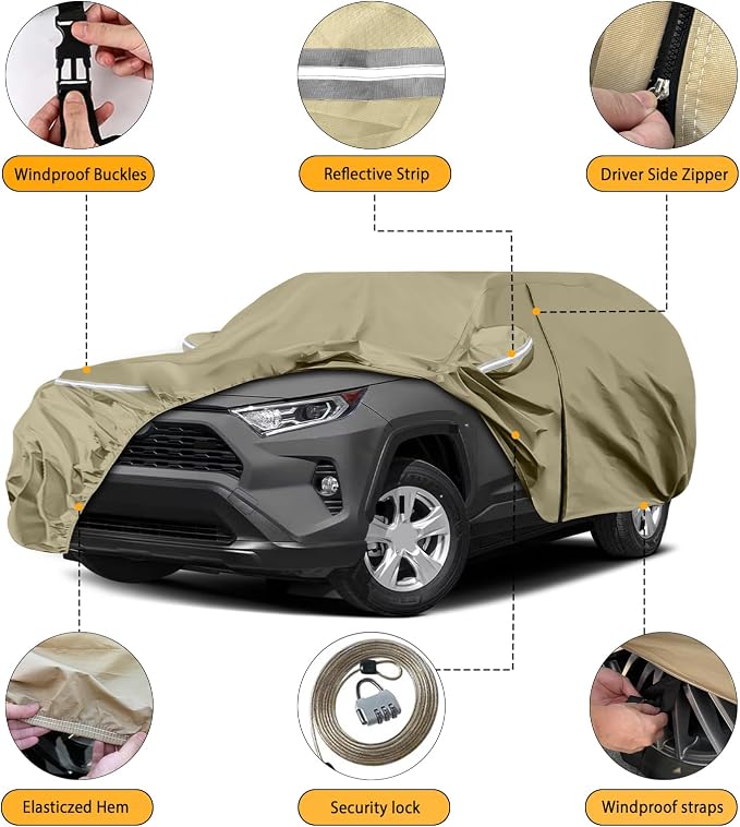 Waterproof Car Covers Replace for 2013-2025 Toyota RAV4, Windproof Bands for - Image 2