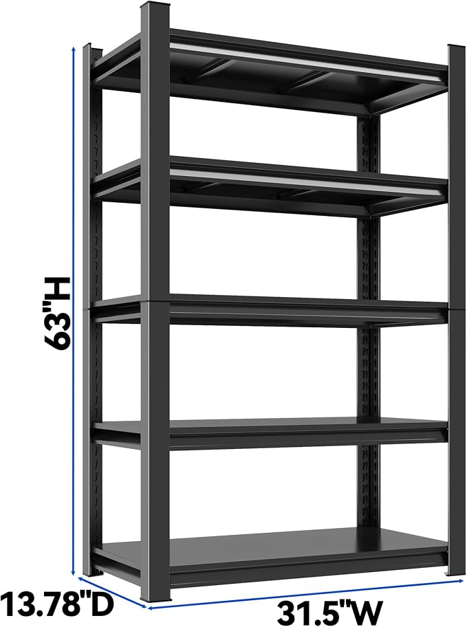 63"H Garage Shelving Heavy Duty Rack, 3000 LBS Extra Large Capacity 5 Tier - Image 2