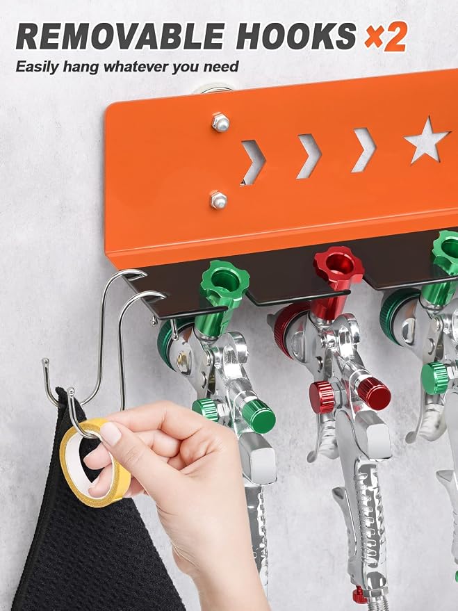 Paint Spray Gun Rack for Magnetic or Wall Mount, Holds 7 Gravity Feed Guns or 4 - Image 7