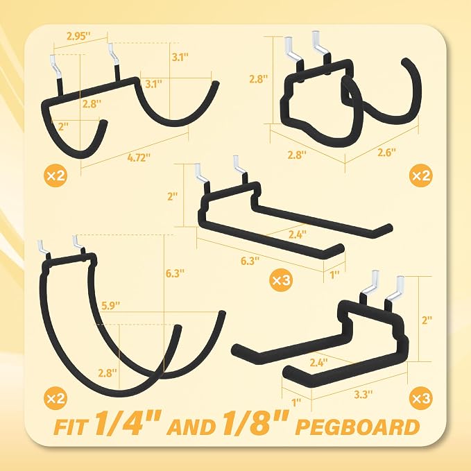 Heavy Duty Pegboard Hooks 12PC - Image 2