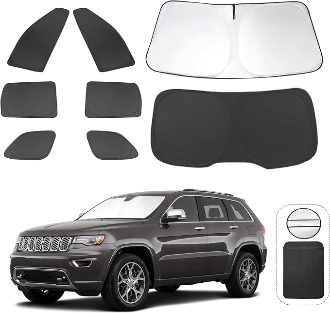 TINGLU 8PCS Window Shades for Jeep Grand Cherokee 2011-2021 Accessories Car by TINGLU