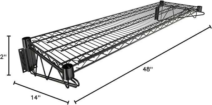 14" x 48" Black Epoxy Wire Wall Mount Shelf - Image 3