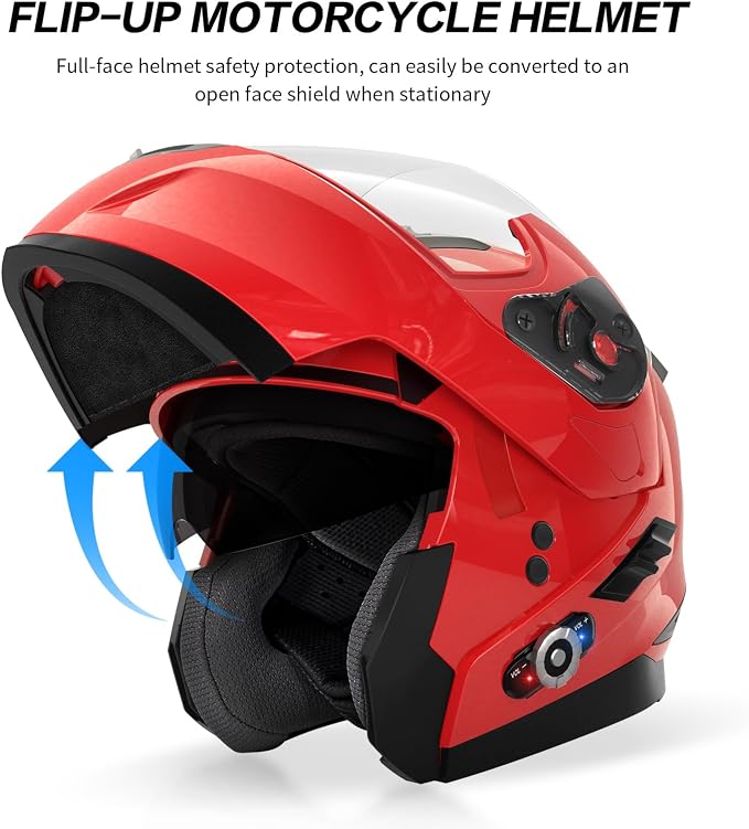 Motorcycle Helmet Bluetooth 5.0 Integrated New EPS FreedConn BM2-S Modular Flip - Image 6