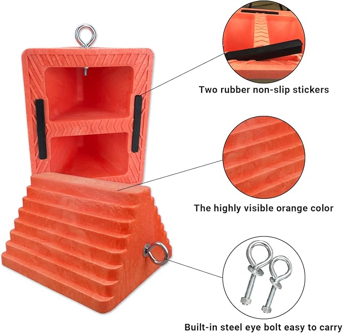 2 Packs Wheel Chocks Heavy Duty Orange - Image 3