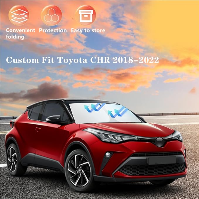 Windshield Sun Shade for 2018-2023 Toyota CHR Custom Fit Foldable Front Window - Image 3