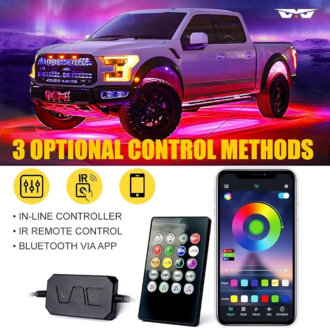 LUMENIX Double Row RGB LED Car Underglow Lights Kit, w/Dynamic Music & DIY Mode - Image 5