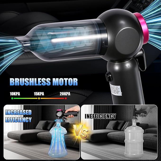 Car Vacuum Portable Handheld Cordless Vacuums, 20000PA Suction, 6000mAh Blower - Image 2