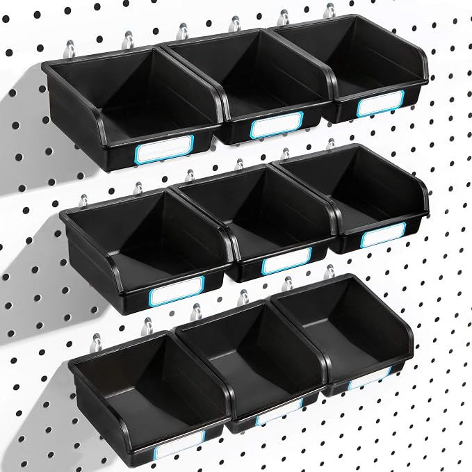 FRIMOONY Pegboard Bins with Hooks and Labels, by FRIMOONY