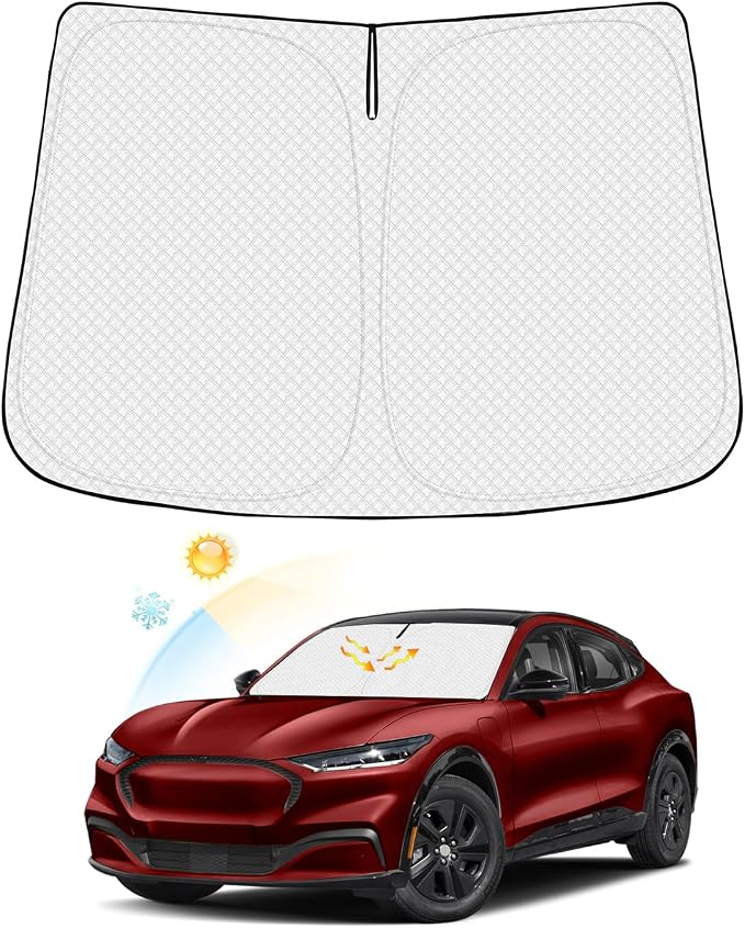 Windshield Sun Shade for 2021-2025 2026 Ford Mustang Mach-E Accessories Thicken by Canvcle