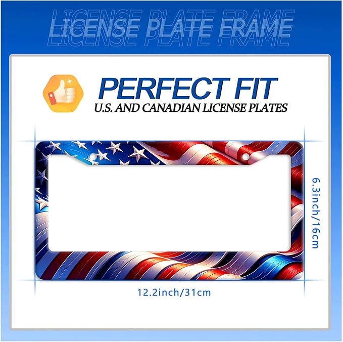 Watercolor American Flag License Plate Frame USA Flag License Plate Stainless - Image 7