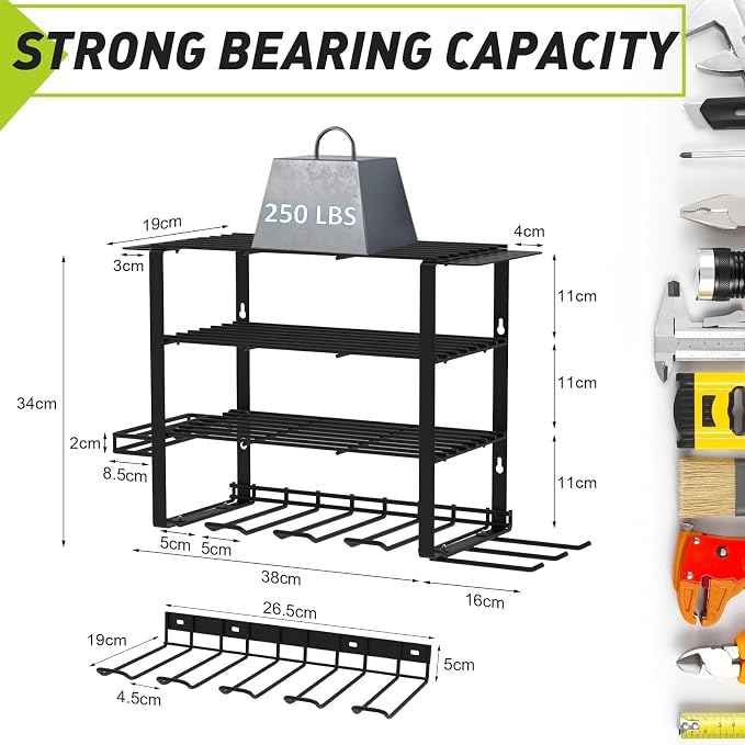 5 Layers 2 IN 1 Power Tool Organizer Wall Mount - Image 2