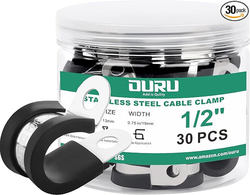 1/2-Inch Stainless Steel Rubber Coated Pipe & Wire Clamps by OURU