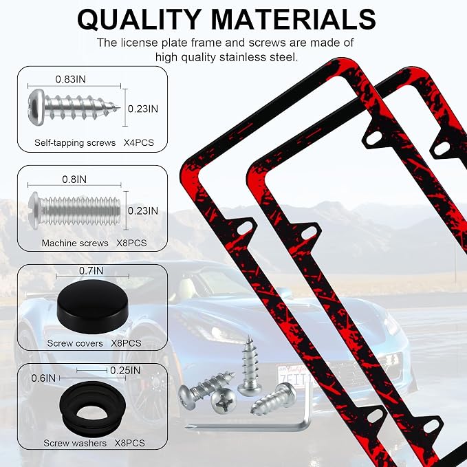 LivTee Black License Plate Frames, 4 Holes Stainless Steel License Plate Covers - Image 4