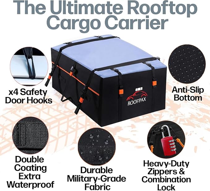 RoofPax XXL 28 cuft Car Rooftop Cargo Carrier Bag Extra Waterproof Car Roof - Image 5