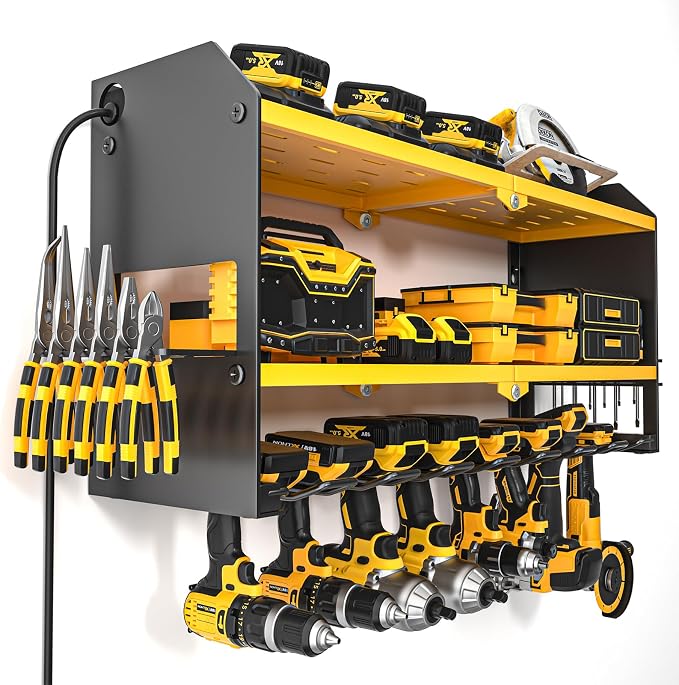 YYR Power Tool Organizer with Charging Station Wall Mount, Cordless Drill and by YYR