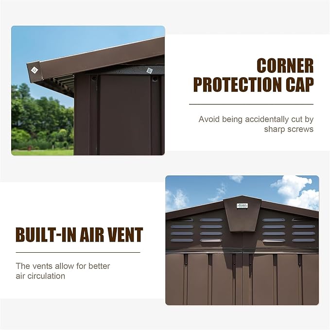 IKERY Large Galvanized Steel Storage Shed - Image 4
