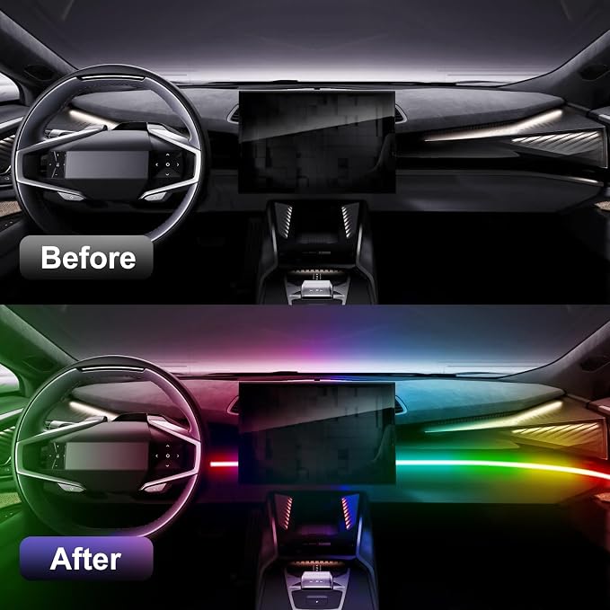 Acrylic LED Lights for Car, 43.3in RGB Strip Light Car LED Lights Interior - Image 6
